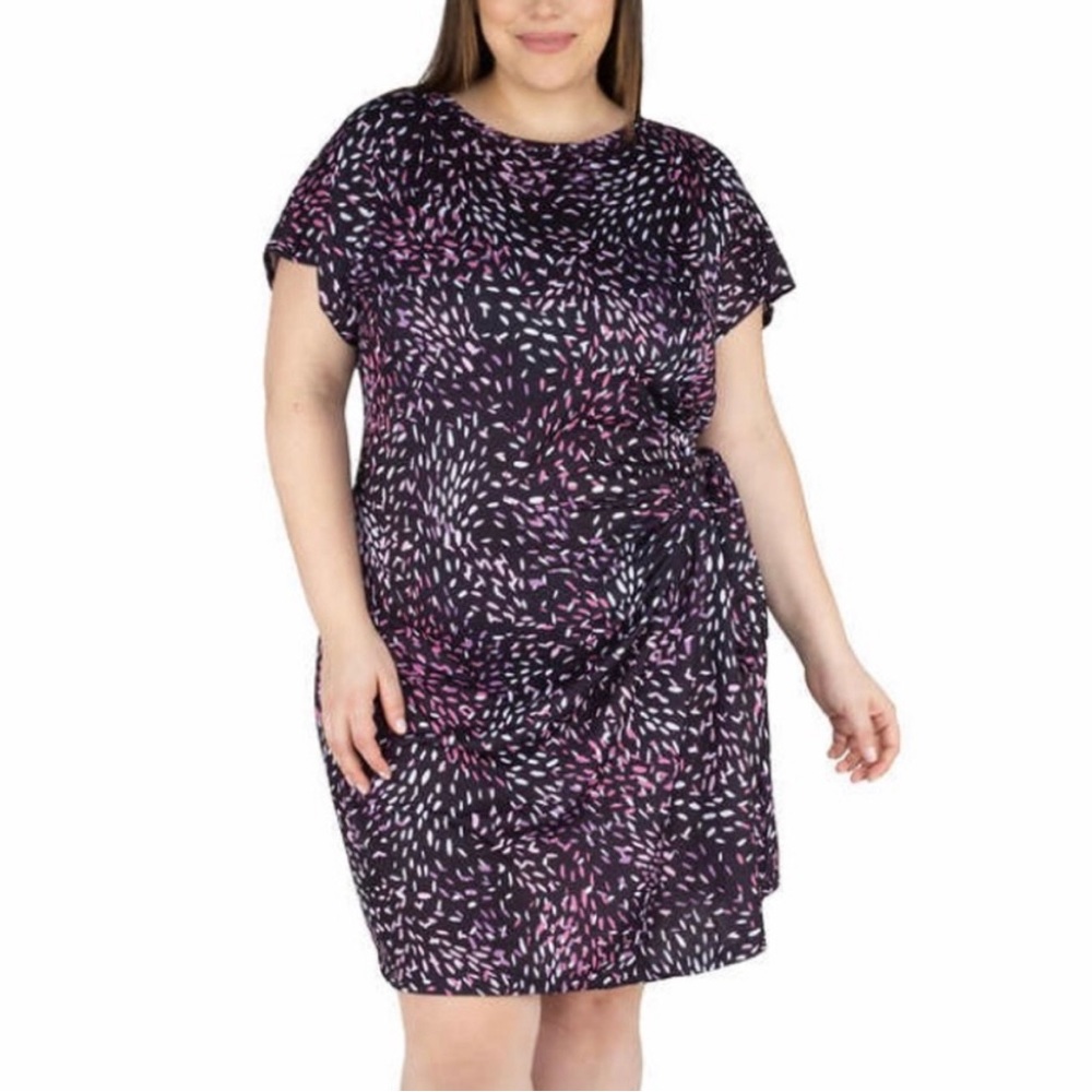 Nicole Miller Original Pink Confetti Side Tie Sheath Mini Dress Women’s Size XL